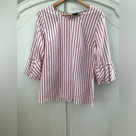 Worthington Red and White Striped Blouse - Picture 1 of 7